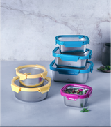 Tupper cuadrado de acero inoxidable y tapa cristal - Cocuisine